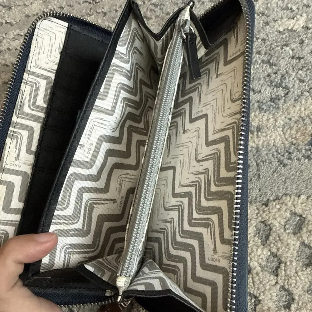 LODIS IRIS PYTHON EMBOSSED ZIP AROUND WALLET BLUE